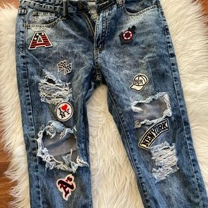 Distressed Jeans with Patches